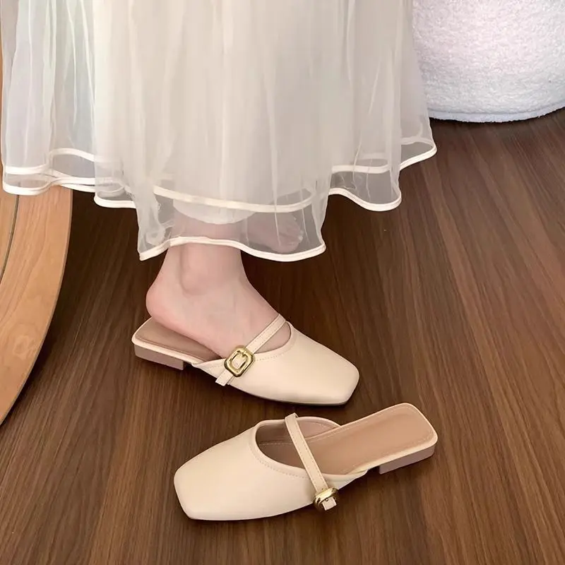 Dép Lê Thanh Lịch, Phong Cách Pháp, Dành Cho Nữ, Thiết Kế Cổ Điển Mới, Bộ Sưu Tập Mùa Lò Xo Và Mùa Hè, Mũ Ngón Chân, Dễ Phối Đồ, Dép Mary Ngoài Trời, 2024 0