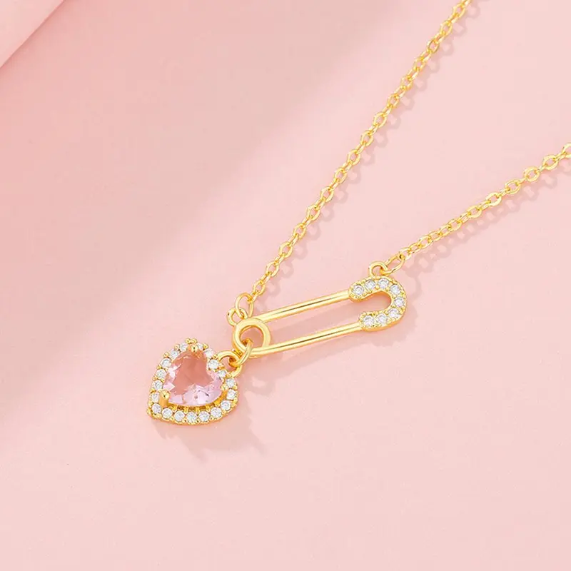 Vòng Cổ Mặt Dây Chuyền Trái Tim, Ghim An Toàn Cho Nữ, Thời Trang, Cá Tính, Vòng Cổ Ghim Sang Trọng, Nhẹ, M2E8 6