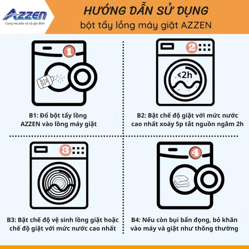 Combo 2 Chai Tẩy Lồng Máy Giặt Azzen Giúp Làm Sạch Cặn Bẩn, Vi Khuẩn, Nấm Mốc Máy Giặt, Tăng Tuổi Thọ Cho Máy Giặt 3