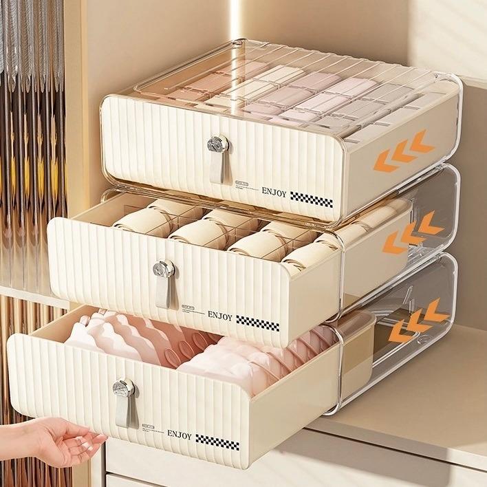 Hộp đựng đồ lót có ngăn kéo, hộp đựng tất chia ngăn UFORU chất liệu nhựa PET cao cấp - UF547