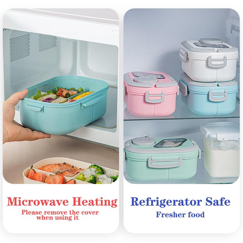 Multi-grid Lunch Box with Spoon, 1/3pcs Portable Food Container Set, Lunch Box & Bento Box for School Office Outdoor Picnic 5