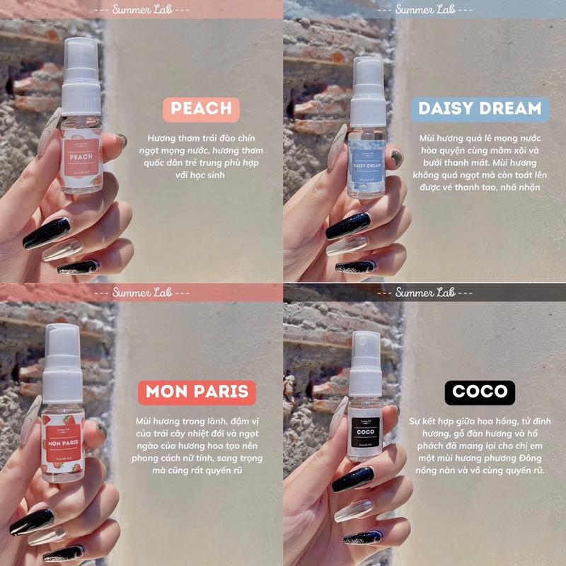 Bodymist 10ml nhỏ gọn Summer Lab nội địa, Lưu hương 6 tiếng Nữ Nước Hoa Cosmetic Xịt Thơm Perfume Trà Women Tea