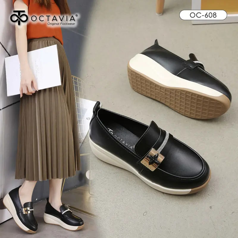 [ORIGINAL] OCTAVIA Sepatu Sneakers Casual Highsole Wedges Wanita #OC-608 4