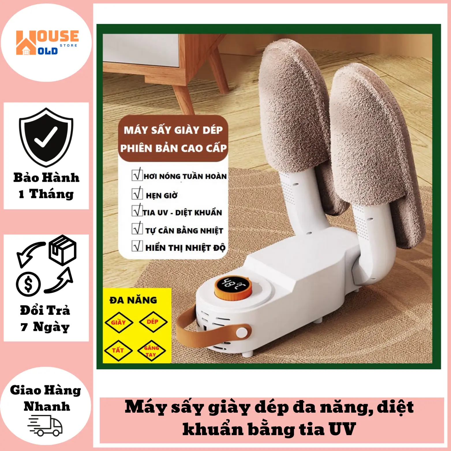Máy sấy giày dép đa năng, diệt khuẩn bằng tia UV, hẹn giờ, tự động cân bằng nhiệt