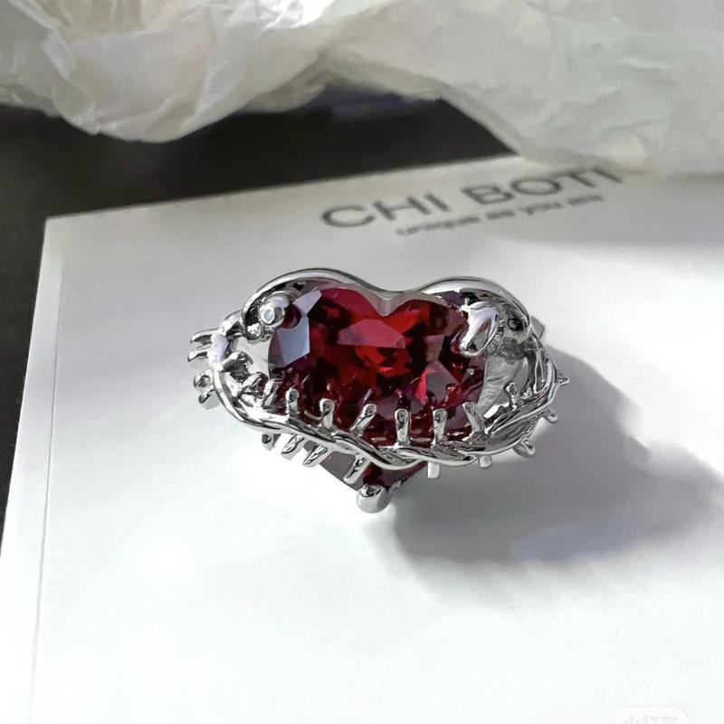 Product Introduction of Nhẫn Gai Zircon Trái Tim, Dành Cho Nữ, Thiết Kế Nguy Hiểm Nhịp Tim, Thiết Kế Độc Đáo Cao Cấp, Nhẫn Ngón Trỏ Nhẫn Dễ Phối Đồ Độc Đáo 3
