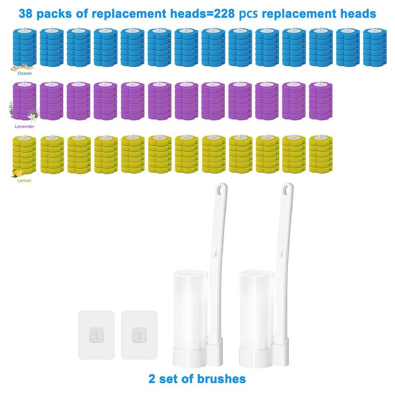 Product Introduction of Toilet Brush Set, 1 Set Wall Mounted Toilet Brush With 6 Replacement Heads, Disposable Toilet Cleaning Brush, Bathroom Cleaning Tool Set, 2024 Home Bundles 8