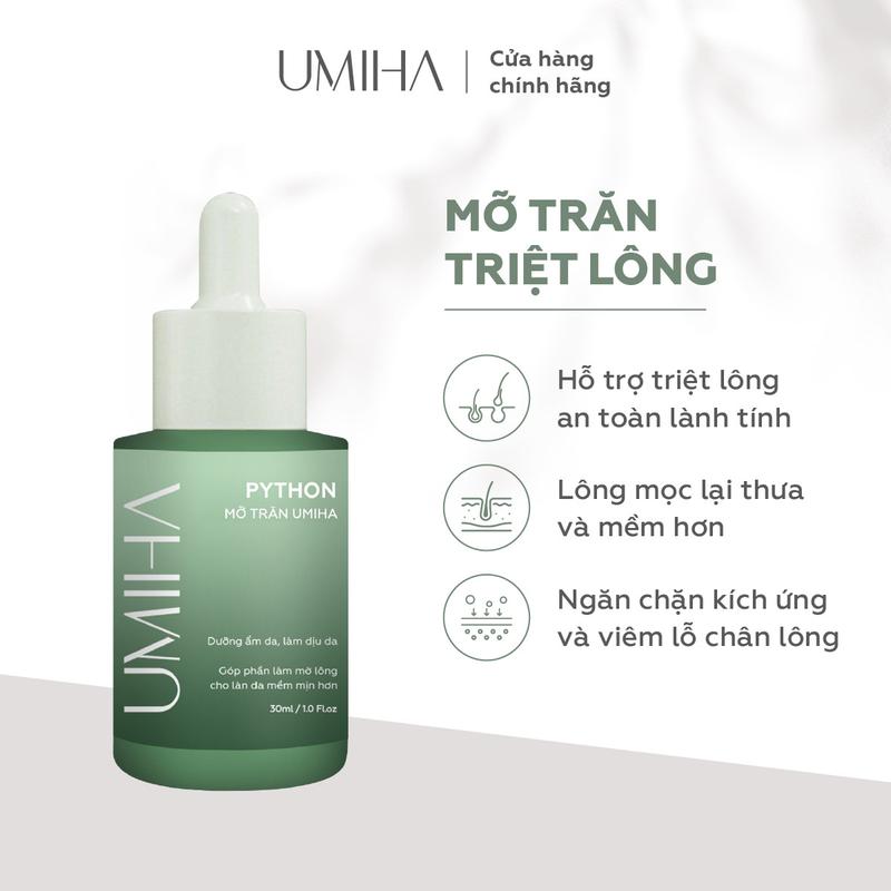 Mỡ trăn triệt lông UMIHA giúp ức chế mọc lông sau khi dùng kem tẩy, sáp wax lông 30ml Women Nữ