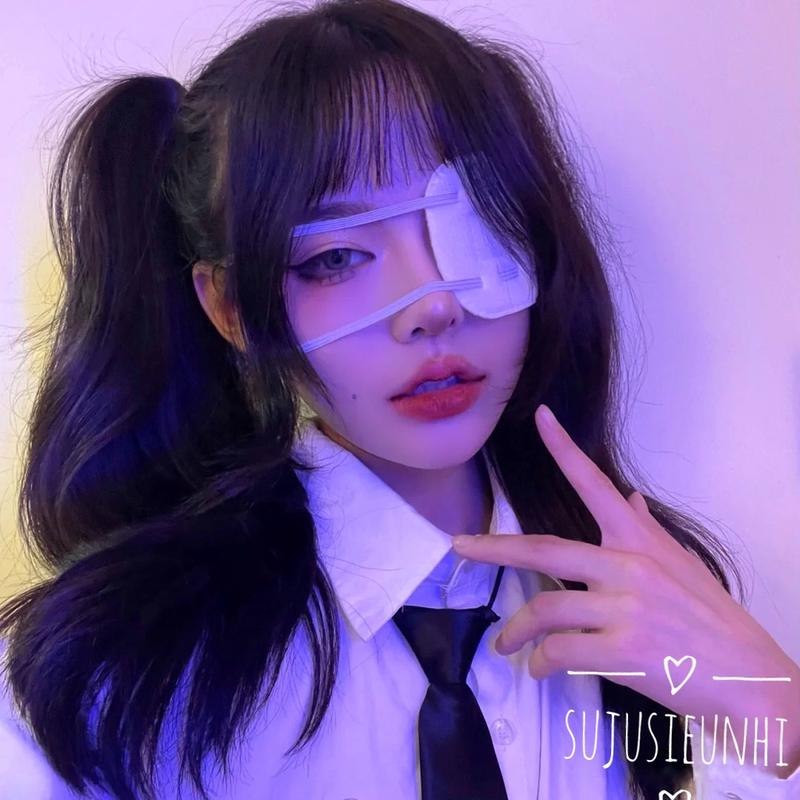 Băng bông che mắt màu trắng phong cách manga Nhật Bản cá tính/ bịt mắt anime, cosplay 0