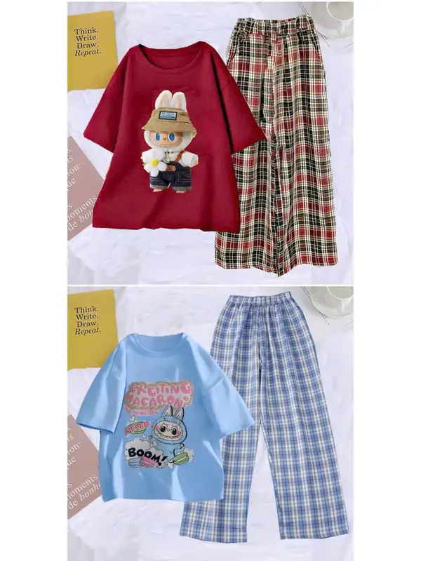 SÉT bộ áo thun quần dài CAPPYBARA LABUBU dành cho bé gái đủ size 9-45 kg chất liệu vải mềm mịn thoáng mát mã 876 6