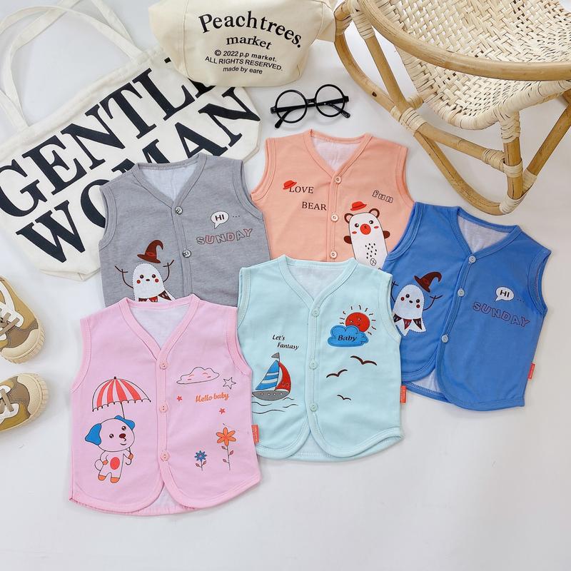   HÀNG ĐẸP  Áo gile cotton 2 lớp Minh Đức cho bé từ 3-12kg- áo ghi lê sơ sinh áo gi-lê thu đông cho bé trai bé gái 