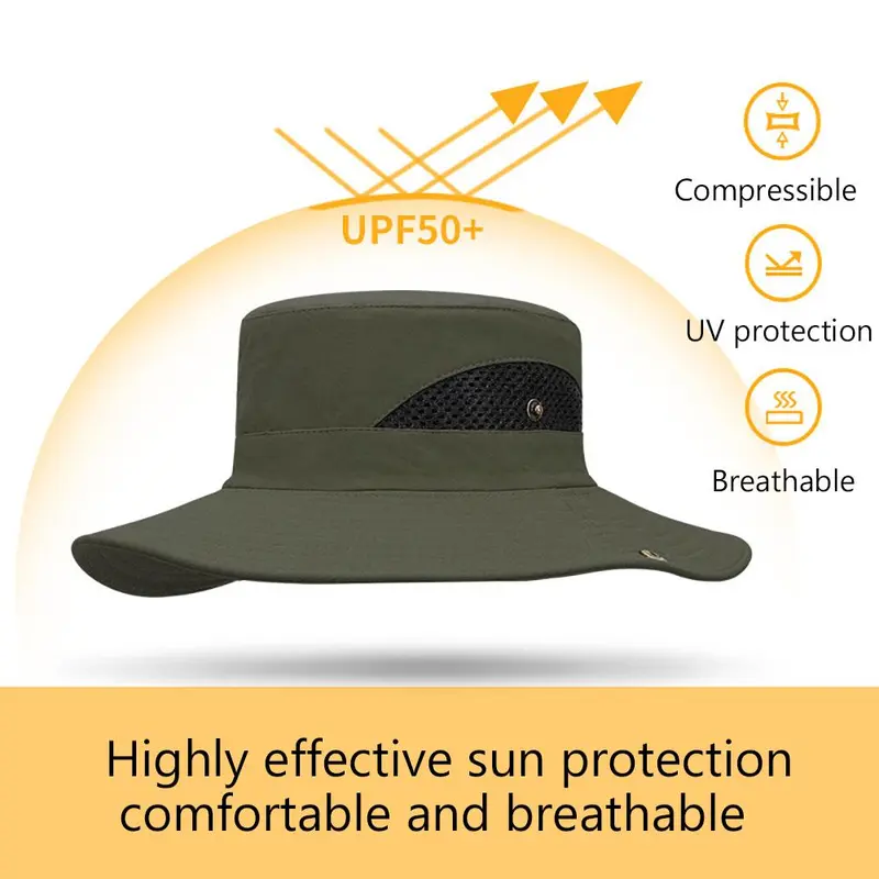 Unisex Outdoor Sun Hat, Wide Brim Sun Hat with Adjustable Rope, Waterproof & Sun Protection Hat for Fishing Hiking Camping Adventure 3