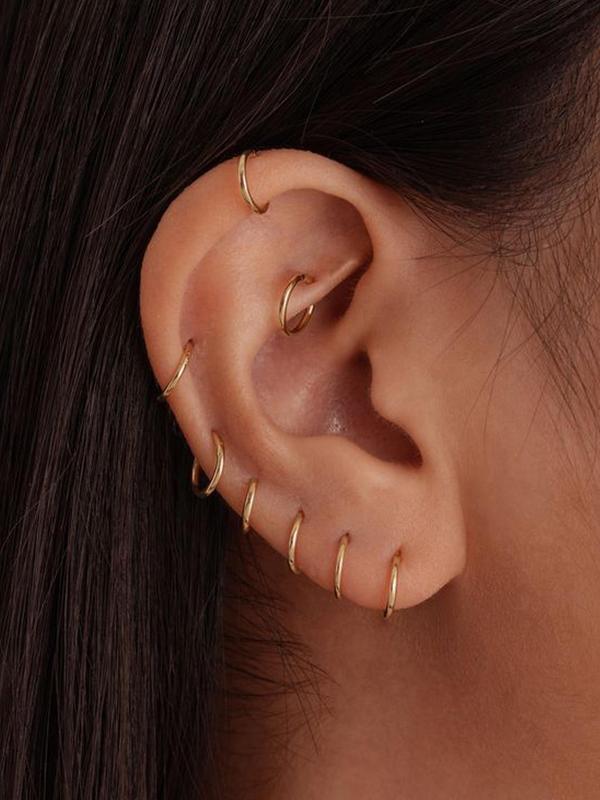 Women's Cute Small Hoop Earrings for Summer 2024, Fashion Stainless Steel Earrings for Women & Girls, Casual Jewelry for Party Decor, Trendy Exquisite Jewelry As Birthday Gift Stocking Stuffers For Adults, Mother's Day Gift 5