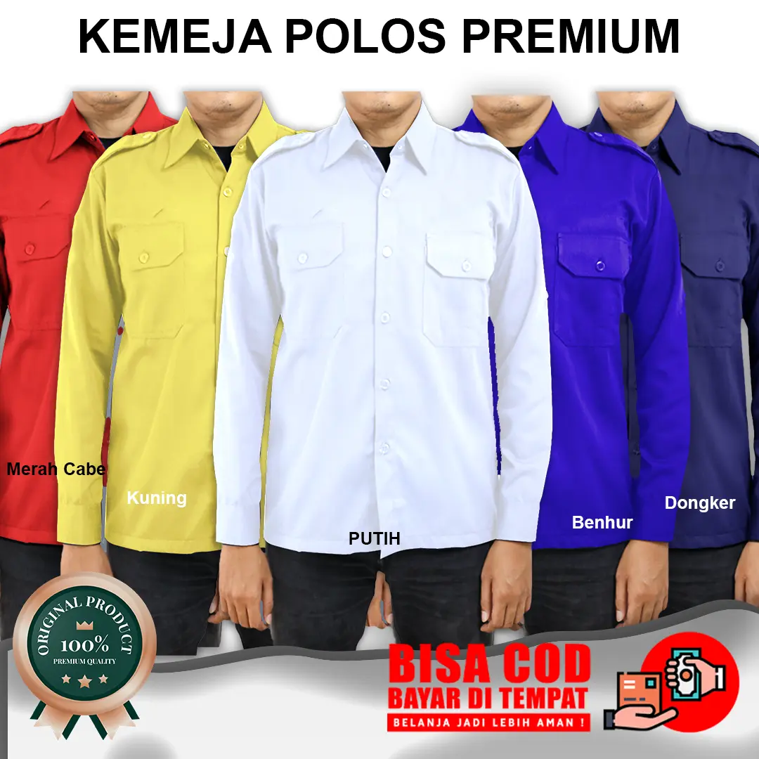Kemeja PDL kwalitas premium Lengan Panjang Polos