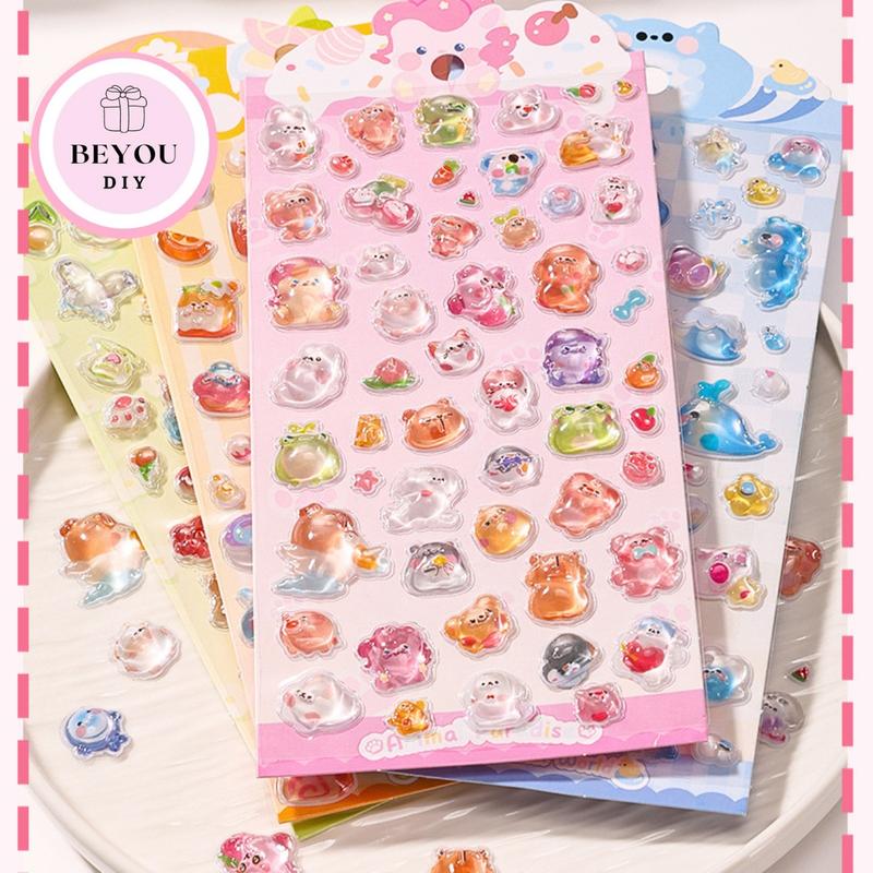 Set Sticker DIY Nổi 3D Cute Chất Liệu Nhựa PVC Phù Hợp Trang Trí Sổ Tay Điện Thoại Nón Bảo Hiểm Dán Móng Tay