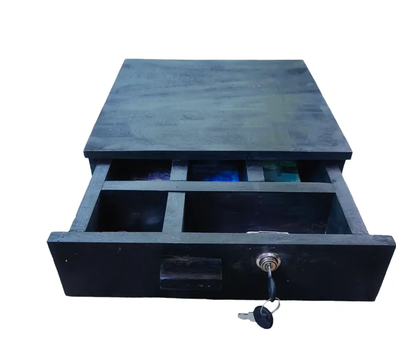 Laci uang kasir Tempat Kasir Uang  Cash Drawer 33x33x11 Set 5   Kayu Jati Plus Kunci Garansi 1 Tahun   Penyimpanan Putih 4