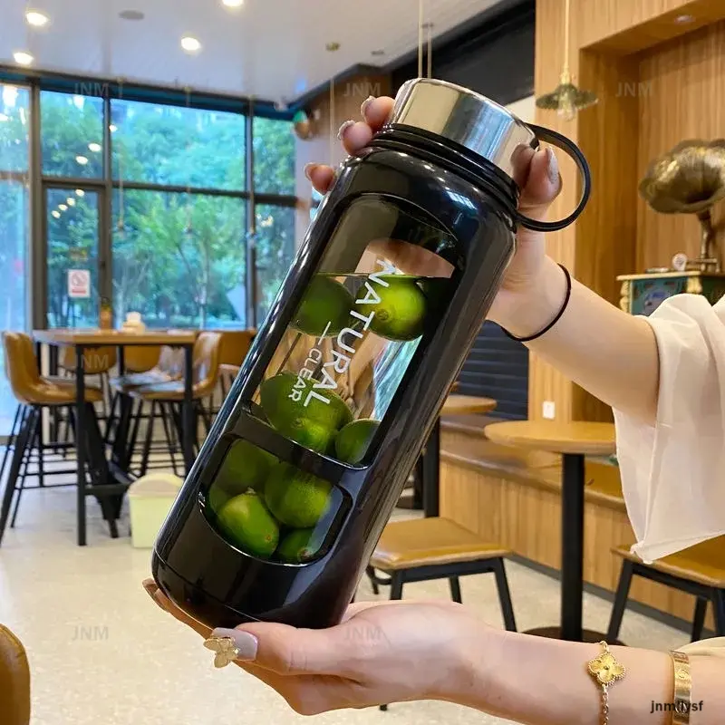 Portable Glass Water Bottle PC Protective Shell Transparent Drinking Bottles  Fitness Outdoor Sports Bottle Glass Tea Cup