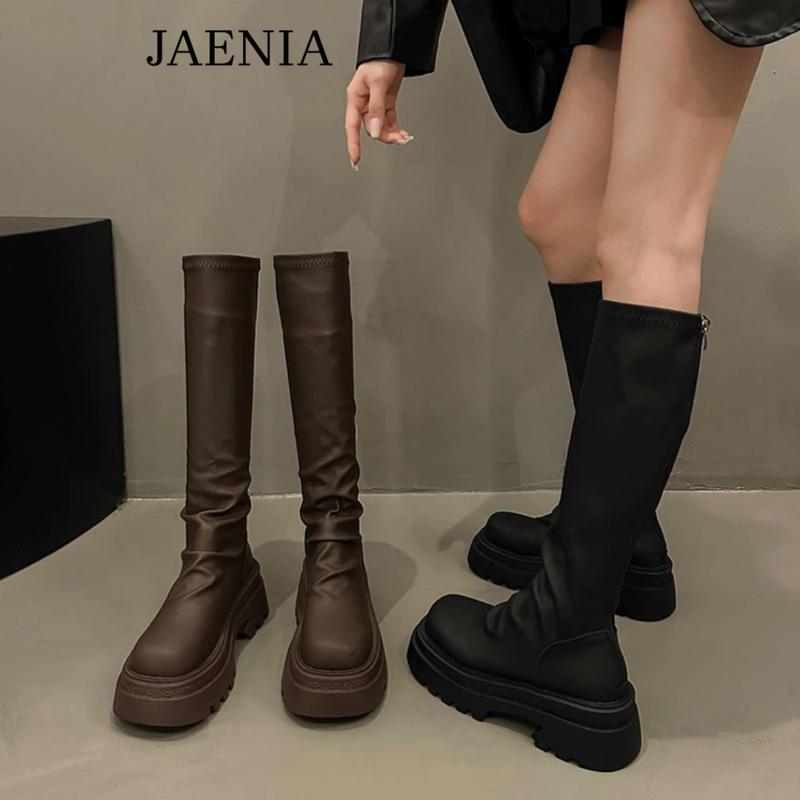 Giày bốt nữ đế cao 6.5cm da trơn cao cấp phong cách đơn giản cá tính GD058 - Shoes Boot Cao Su Cổ Cao