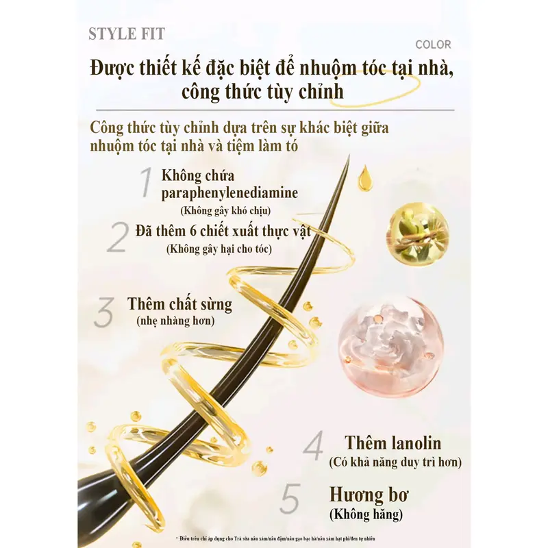 Màu sắc trong một bước，STYLE FIT（200ML）Thuốc Nhuộm Tóc,nâu xám hạt dẻ,có mùi thơm，chiết xuất thực vật tự nhiên，Nhuộm dễ dàng tại nhà，sáp đổi màu tóc 5