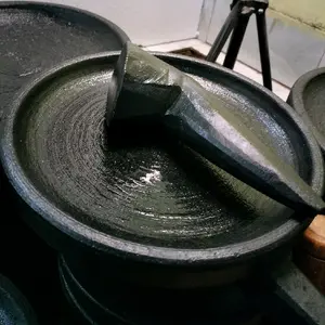 Cobek Batu Asli Uk 22 Cm free Ulekannya - Terbuat Dari Batu Asli