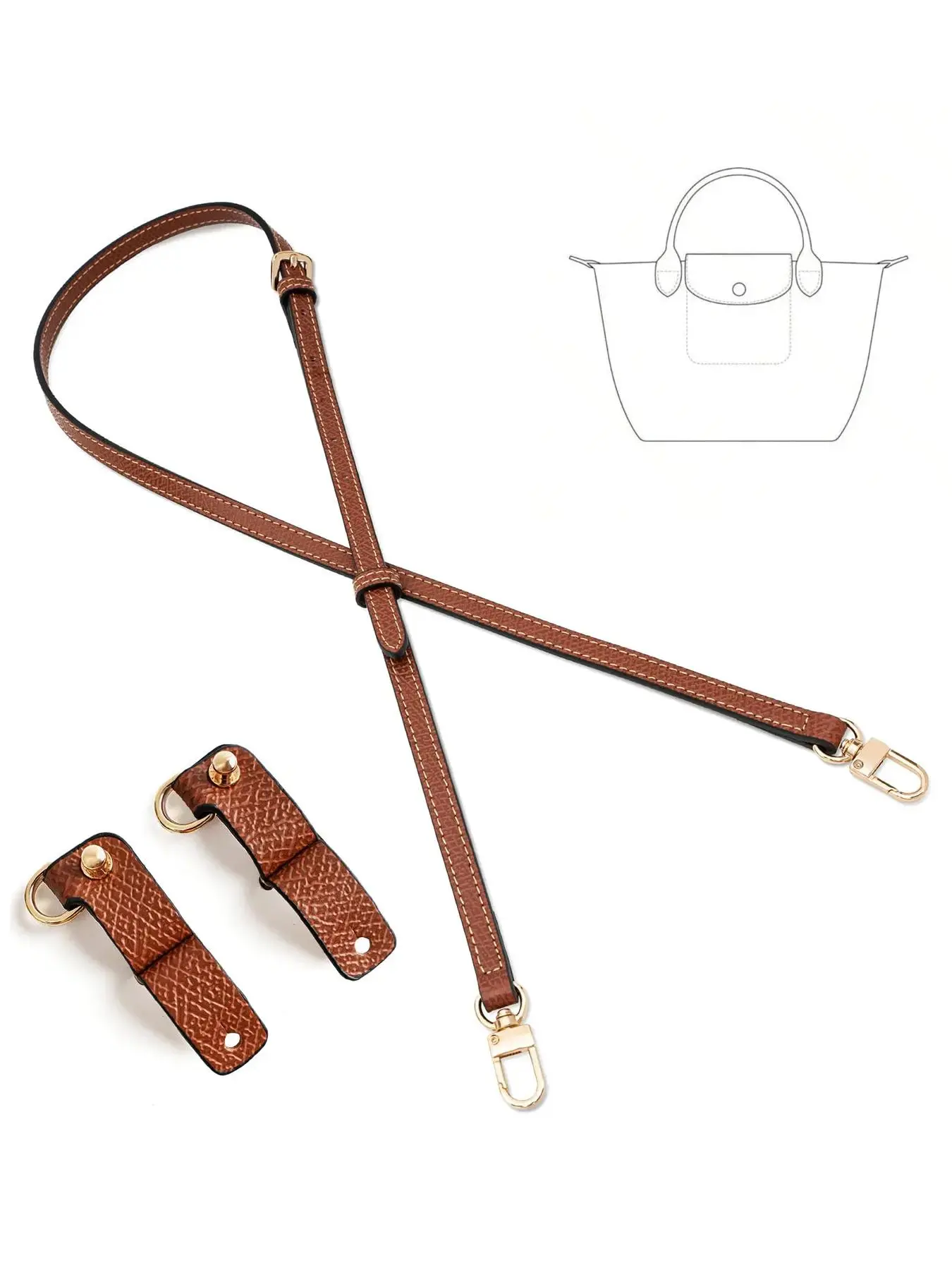Genuine Leather Bag Strap Replacement, Solid Color Adjustable Shoulder Strap for Handbag, Bag Accessories for Women & Girls