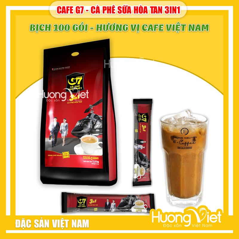 Cafe G7 3in1 bịch 100 gói x 16gr - Cà phê sữa hòa tan Trung Nguyên Legend gói dài - đặc sản cà phê Việt Nam