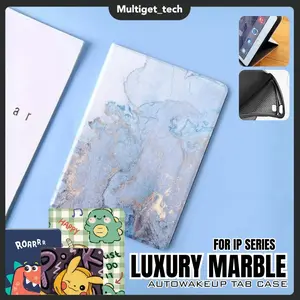 Case Marble Kompatible Untuk iP ad Smart Cover Sillicone Pen Slot Motif Animasi Lucu iP ad 9 10.2 gen 7/8/9 iP ad Pro 11" 2020 2021 iPad Air 4 5 10.9 Inch
