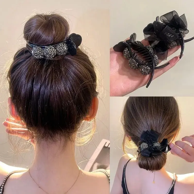 Kẹp tóc nữ càng cua dài đính hạt lấp lánh kèm nơ voan sang chảnh KEP19 7