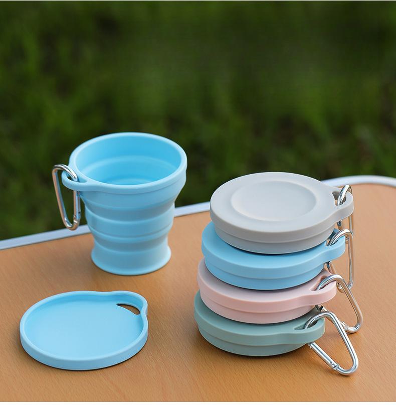 Product Introduction of Folding Cup, 180ml Capacity, Mini Size, Can Be Adjustable Cup, Made of Silicone, Portable, Suitable for Tea, Coffee, Outdoor Travel, Telescopic Water Cup with Aluminum Red Blue Outdoor Lid 2