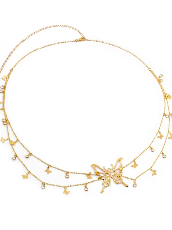 Women's Butterfly Design Layered Waist Chain, Fashionable Body Jewelry for Party, Daily Clothing Decor, Trendy All-match & Exquisite Jewelry for Birthday Gift 2