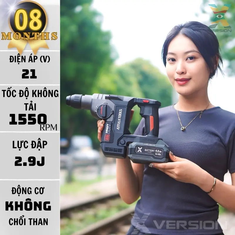Máy Khoan Bê Tông Dùng Pin Amaxtools A3CN28SM bảo hành 8thang_Xversion 1