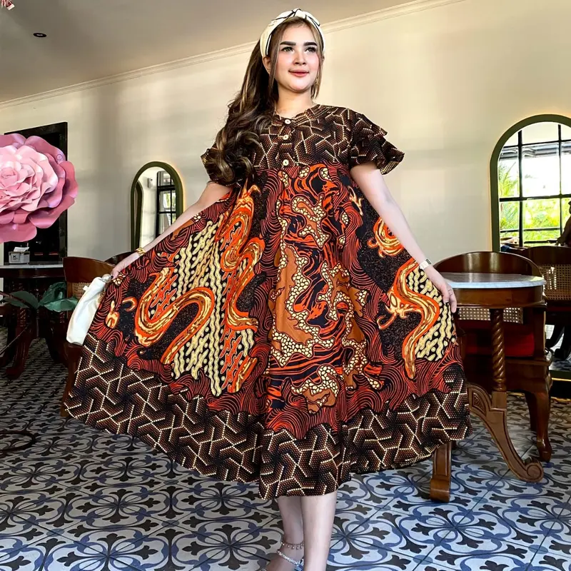 DASTER PAYUNG JUMBO Katun Rayon lembut Busui Kancing Motif Batik cocok untuk Bumil remaja Nyaman Panjang 6