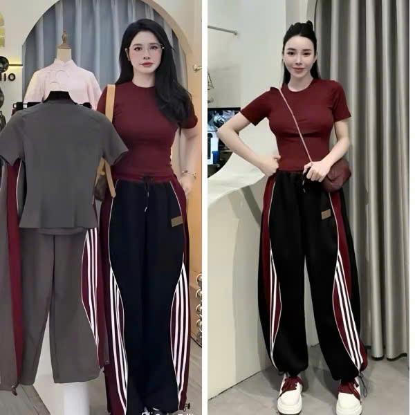 SET263-Set bộ body phối áo cotton mix quần chất umi mì dày dặn 0