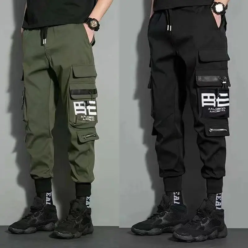 Multi pocket drawstring cargo pants, MEN'S casual cargo pants for summer autumn outdoor