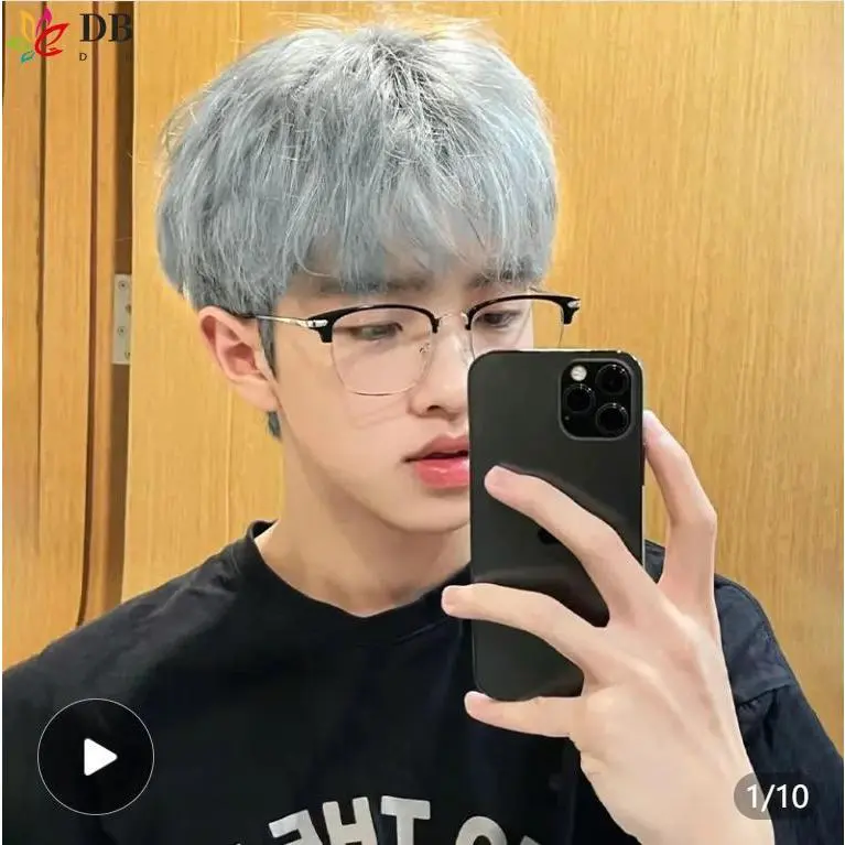 Wig Pria Hitam Alami Rambut Lurus Pendek Rusak Hijab Berbulu Wig Penuh Rambut Pendek Tampan Gaya Korea