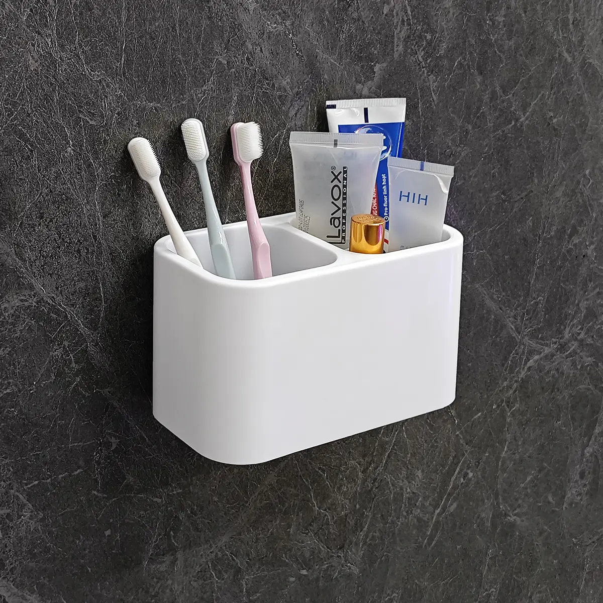 Kệ đựng bàn chải đánh răng Living C, đa năng dán tường siêu dính dựng Nhà Tắm Đựng Bàn Chải