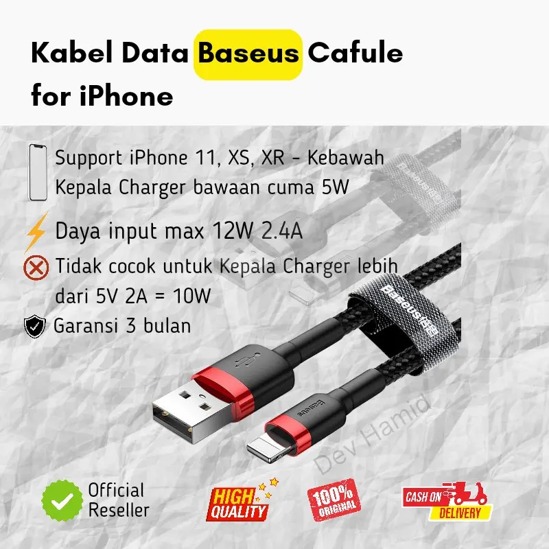 Baseus Kabel Data iPhone Cafule Cable for Lightning 2.4A
