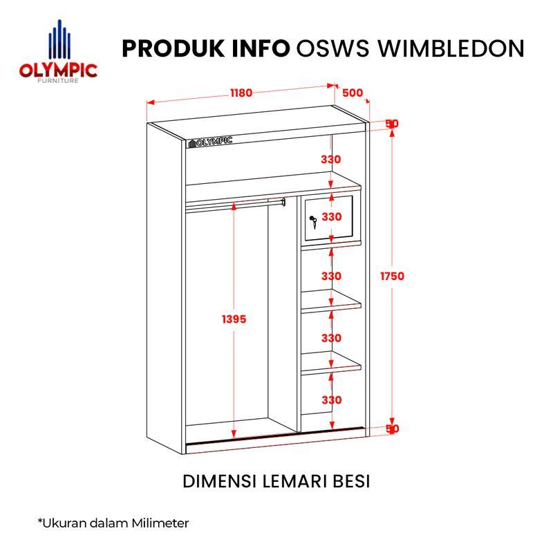 Olymsteel OSWS WIMBLEDON / Lemari Sliding Pakaian Besi / Steel Wardrobe / Lemari Penyimpanan / Putih Modern Minimalis 3