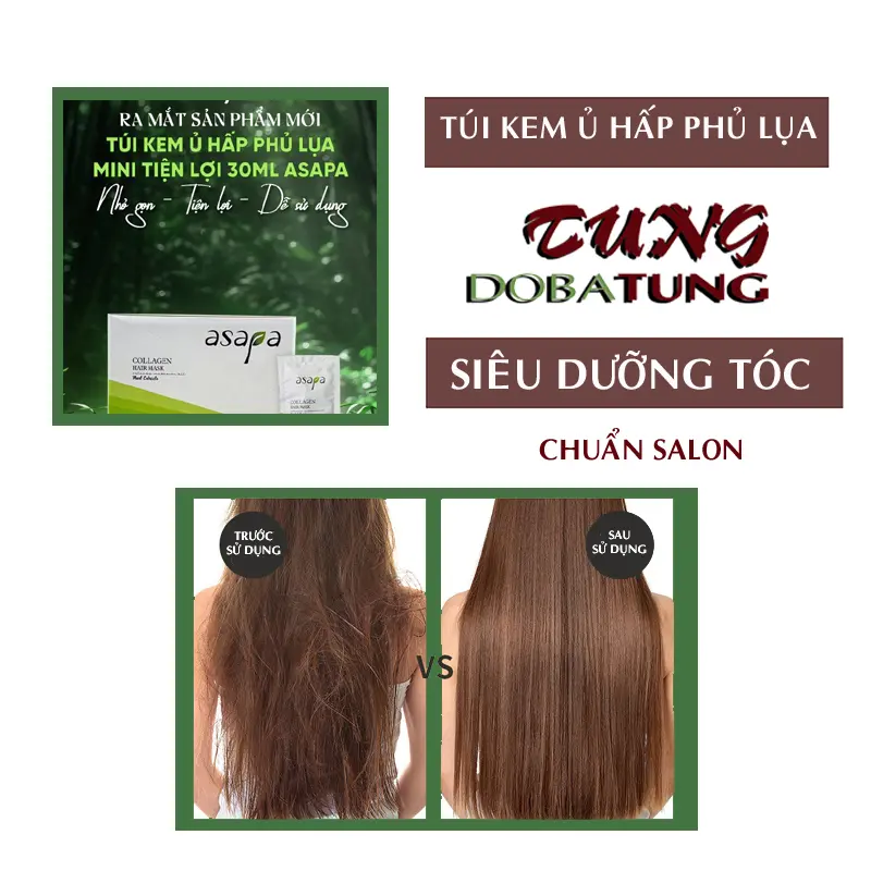 KEM HẤP Ủ TÓC ASAPA, HỘP 24 GÓI 30ml, DƯỠNG TÓC, LÀM MỀM TÓC, MÙI THƠM HƯƠNG NƯỚC HOA phôi khử