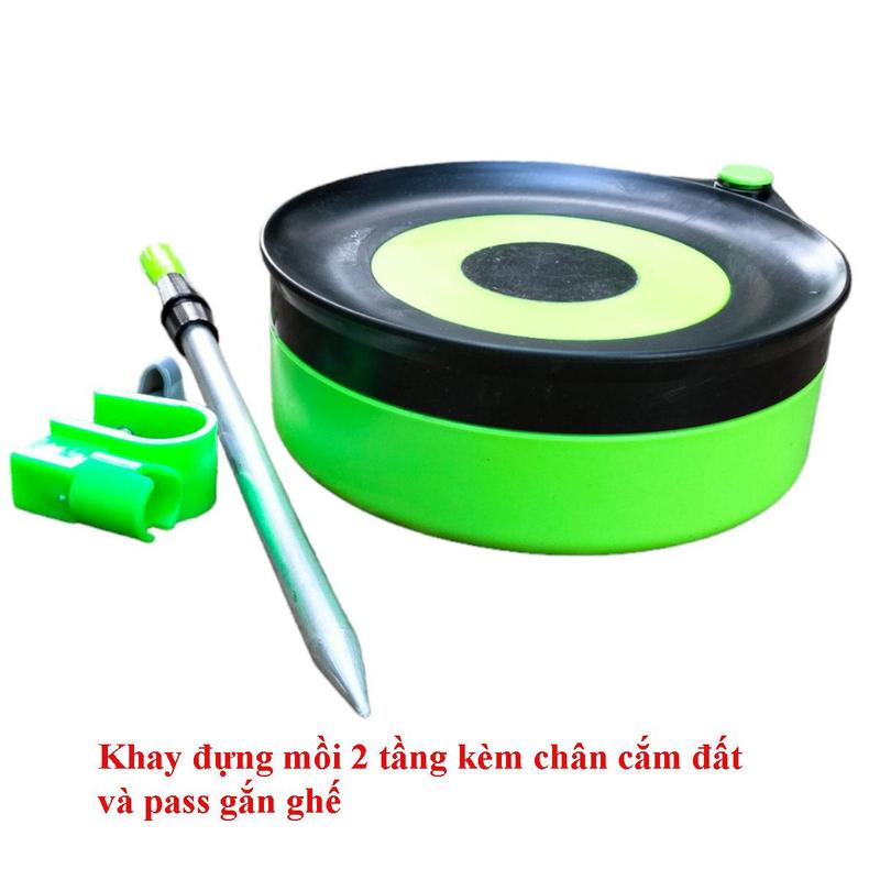  Khay Đựng Mồi Câu Cá 2 Tầng Có Kèm Chống Đất Và Pass Gắn Ghế Xoay 360 Đi Câu Bắt Cá Fishing Nam Fish Đồng 