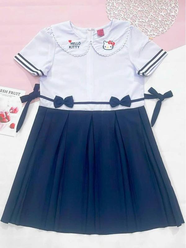 Đồng phục học sinh Áo + Váy liền không quần bé gái - Cotton mịn, hút mồ hôi - Việt Nam vay cho be 8