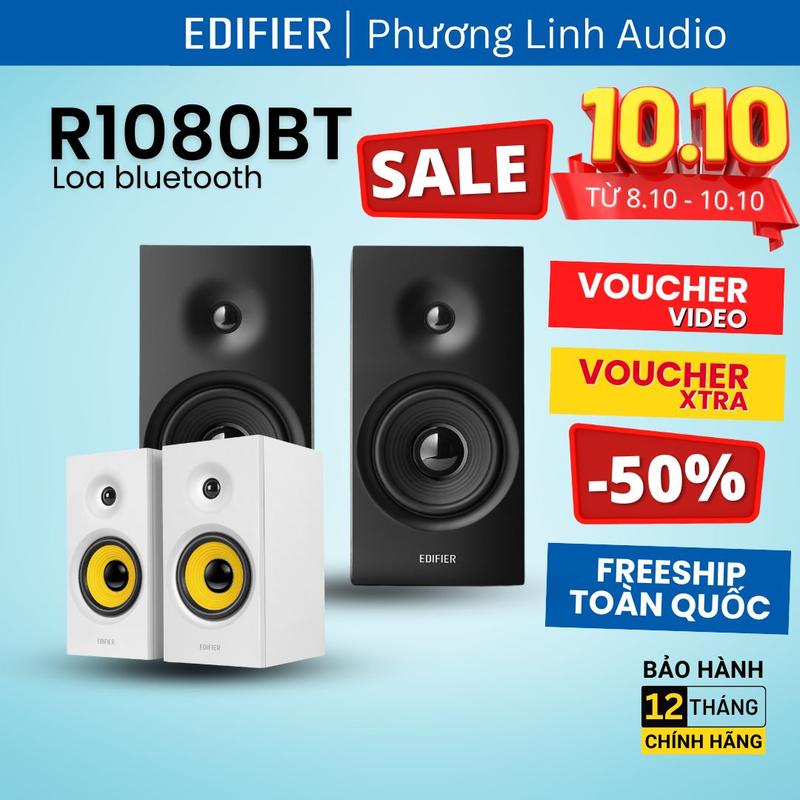 EDIFIER R1080BT Bộ loa bluetooth vi tính màu Trắng Đen công suất 24W kết nối máy tính để bàn qua cổng 3.5mm - Hàng Chính Hãng | Bảo Hành 12 Tháng