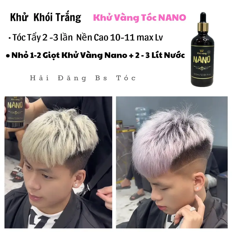 KHỬ VÀNG TÓC NANO - 100ml ĐẬM ĐẶC - Siêu Mạnh ( 1 Lọ Dùng 2 Năm ) - Hỗ Trợ Khử Các Nền Tóc Tẩy Phai Ra Vàng . 3