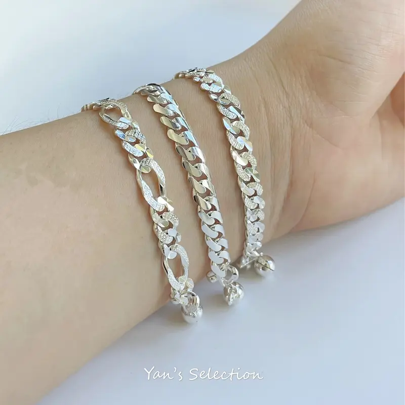 Vòng Tay Bạc Chính Hãng PROMO925, S / 200 Curb / Figado Kid / Adult, Thiết Kế Trẻ Em Và Người Lớn, ** Gelang Dunhil, Gelang Stamping 0