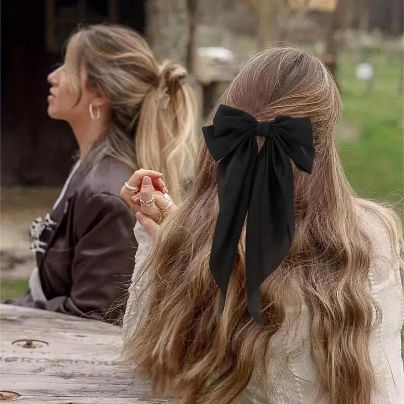 Solid Color Bow Decor Hair Accessories (8 Counts/set), Simple Headwear for Party & Daily 4