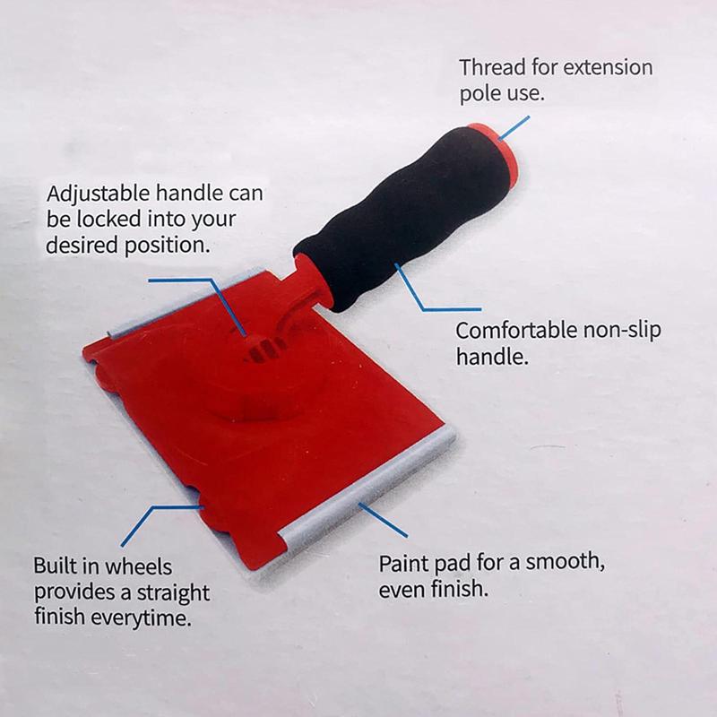 Product Introduction of Multipurpose Brush for Emulsion Paint Trimming, Brush Head with Rotatable Guide Wheel, Portable Wall Paint Trimming Tool, Brush for Interior Walls Ceilings 3