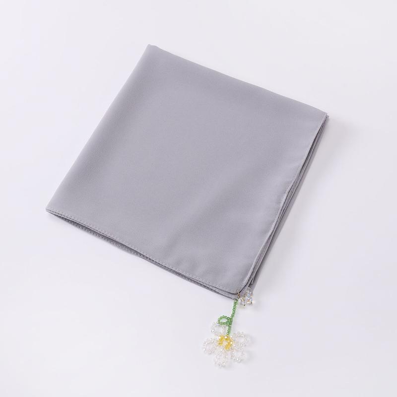Product Introduction of Crystal flower pearl scarf | 90cm chiffon square | Hui sweet headscarf | Malaysian Internet red with | light luxury everything selendang  bahu sulam  shawl sahara  shawl selendang 9