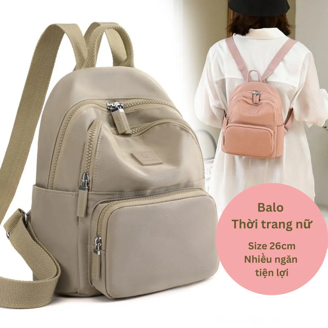 Balo Backpack Đeo Vai thời trang nữ chống thấm nhiều ngăn size 26 xinh xắn balo hoc balo  mininu