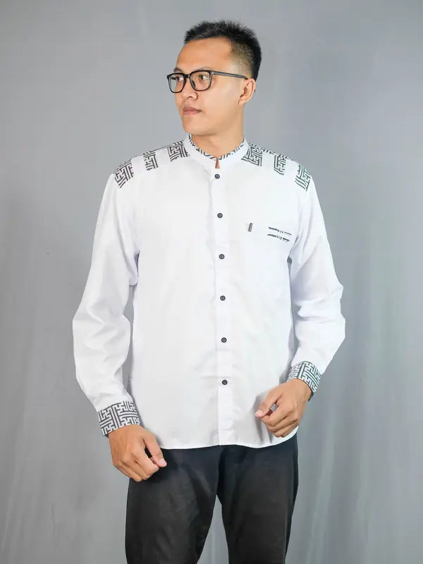 Kemeja koko pria lengan panjang kombinasi batik motif panser EL RUMI Muslim Baju 4