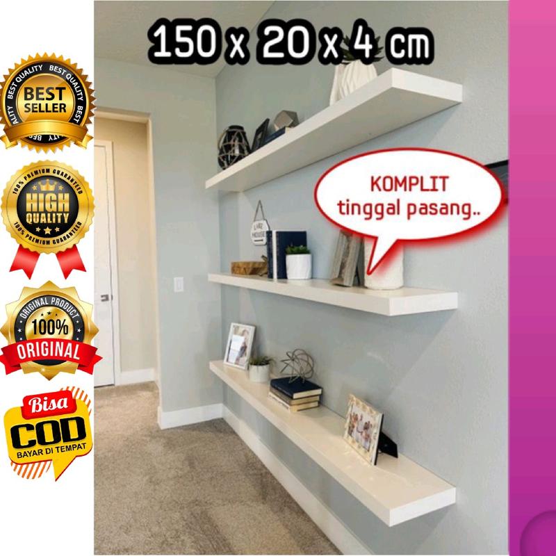 AMBALAN DINDING extra lebar 20cm melayang aestetik elegan dekorasi idaman buat mempercantik rumah anda_ banyak varian ukuran dan warna rak gantung hias 1