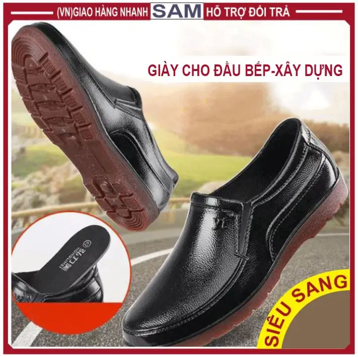 GIÀY CAO SU ĐI MƯA GIẢ VÂN DA (XÂY DỰNG,LÀM VƯỜN,ĐẦU BẾP, BẢO VỆ,CÂU CÁ..) BÓNG MỊN SANG TRỌNG CHỐNG TRƠN,